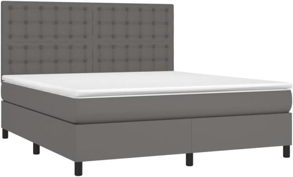 vidaXL Boxspringbett mit Matratze Grau 180x200 cm Kunstleder 3142861