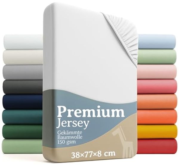 Laleni Premium Spannbettlaken Stubenwagen oval 38x77 cm - Oeko-Tex Zertifiziert, 100% Baumwolle, atmungsaktives Spannbetttuch Jersey Baby, 150 g/m², Weiß