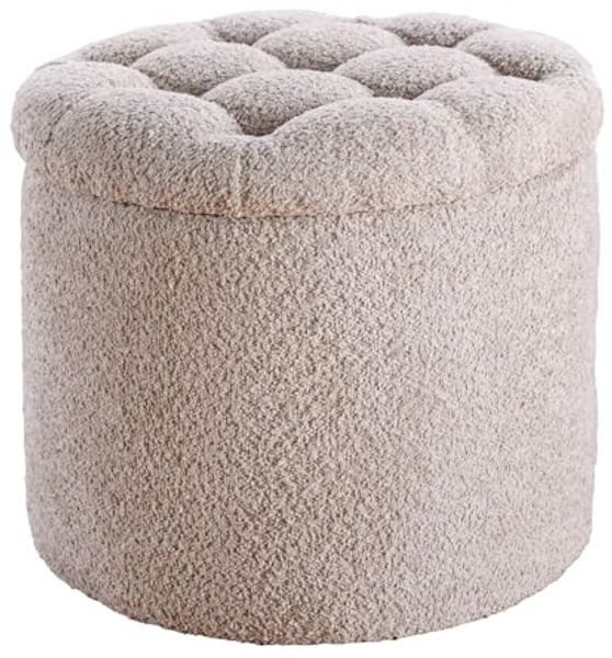 riess-ambiente Sitzhocker MODERN BAROCK 50cm champagner · Aufbewahrungskorb mit Bouclé-Bezug (Einzelartikel, 1 St), zylinderförmig · rund · abnehmbarer Deckel · mit Stauraum · Wohnzimmer