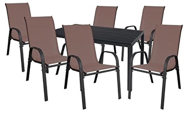 Gartengarnitur Sitzgarnitur 7-teilig L150xB90cm Aluminium / Nonwood