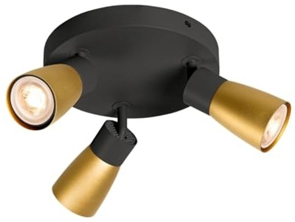 SLV PURI 2.0 Dome, Wand- und Deckenaufbauleuchte, rund, 3 x max. 6W GU10, schwarz / gold - Wand- und Deckenleuchten