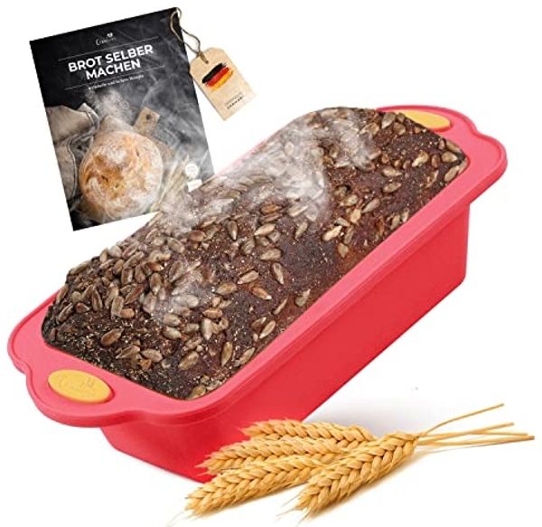 Coradoma Silikonform Silikon Backform Rechteckig inkl. Rezept Brotbackform 1000g Kastenform