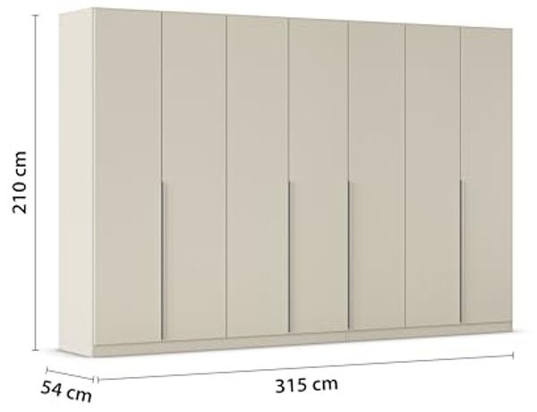 Rauch Möbel Alabama, Kleiderschrank für Schlafzimmer, Kinderzimmer, Wohnzimmer, Garderobe, Flur, 7-türig, mit Zubehör Classic, Farbe Beige, Breite 315 cm Bild 3