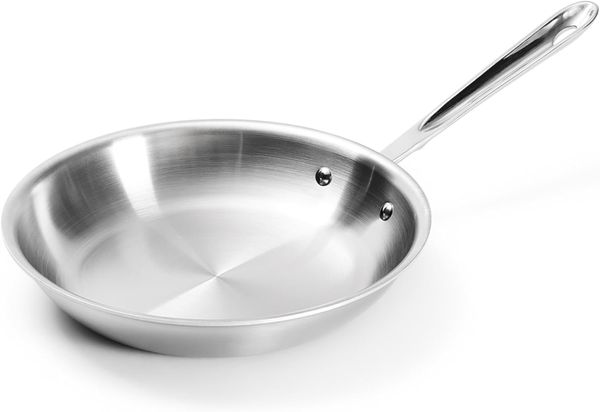 All-Clad BD55110 D5 Brushed 1810 Stainless Steel 5-Ply Bonded Dishwasher Safe Fry Pan Saute Pan Cookware, 10-Inch, Silver