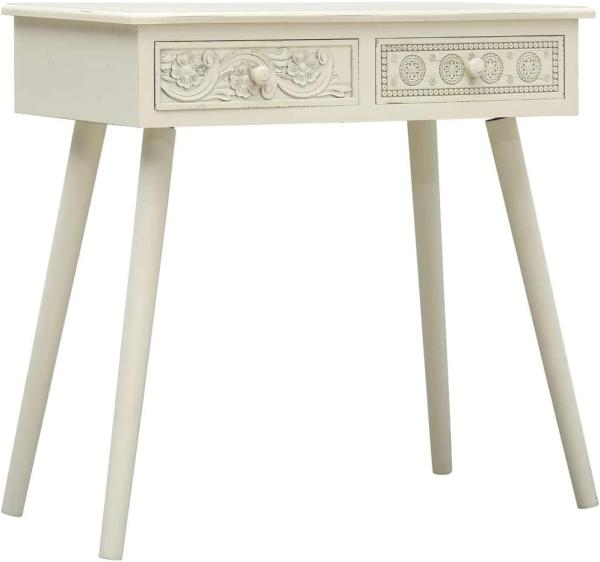 vidaXL Konsolentisch 2 Schubladen Schnitzerei Grau 80 x 40 x 77,8 cm Holz