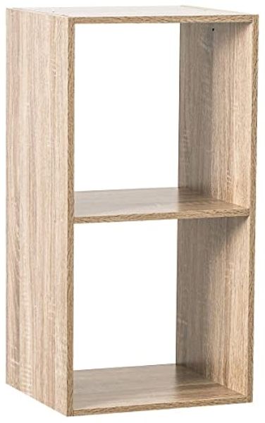 Dekoregal Bücherregal Deko 2 Ebenen Naturholzfarbe Höhe 68 cm