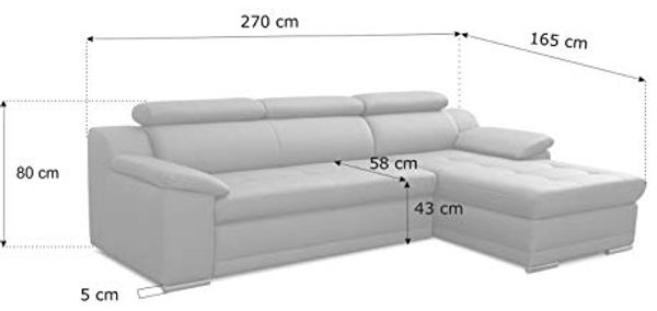 CAVADORE Schlafsofa Aniamo in Leder / Ecksofa mit Schlaffunktion, Kopfteilverstellung und großem Longchair / 270 x 80 x 165 / Kunstleder, Weiß Bild 3