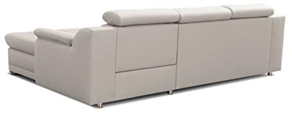 CAVADORE Schlafsofa Aniamo in Leder / Ecksofa mit Schlaffunktion, Kopfteilverstellung und großem Longchair / 270 x 80 x 165 / Kunstleder, Weiß Bild 6