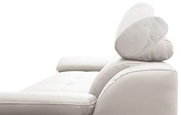 CAVADORE Schlafsofa Aniamo in Leder / Ecksofa mit Schlaffunktion, Kopfteilverstellung und großem Longchair / 270 x 80 x 165 / Kunstleder, Weiß Bild 5