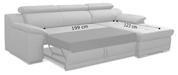CAVADORE Schlafsofa Aniamo in Leder / Ecksofa mit Schlaffunktion, Kopfteilverstellung und großem Longchair / 270 x 80 x 165 / Kunstleder, Weiß Bild 7