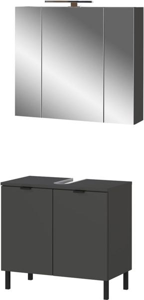 Germania 2-TLG. Bad-Set 9919-547 GW-Arcena, in Graphit, mit Metallfüßen, 76 x 200 x 34 cm (BxHxT) Bild 1