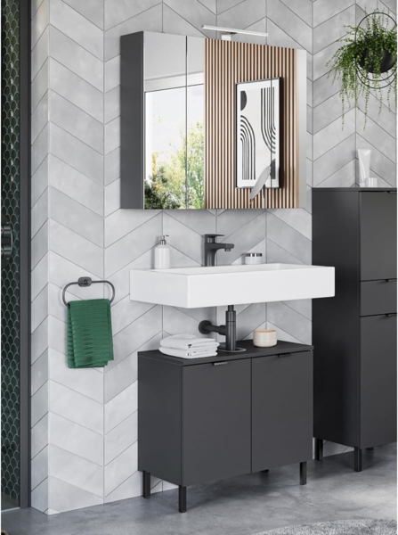 Germania 2-TLG. Bad-Set 9919-547 GW-Arcena, in Graphit, mit Metallfüßen, 76 x 200 x 34 cm (BxHxT) Bild 2