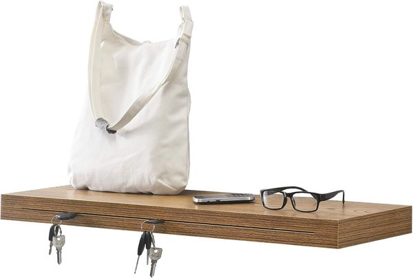 Wandregal 80 x 23,5 x 5 Hängeboard mit Schlitz Walnussimitat en. casa