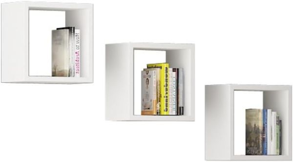 Home Collective Wandregal weiß 3er Set, mit Metallhalterungen, schwebend für Küche, flur, Kinderzimmer, Wohnzimmer, Badezimmer