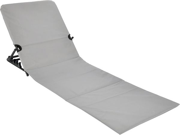 Spetebo Strandmatte klappbar mit Verstellbarer Rückenlehne - grau - Liegematte faltbar mit Tragegurt - Sonnenliege Gartenliege Sonnenmatte Liegematte für Garten Camping Picknick Reise Urlaub