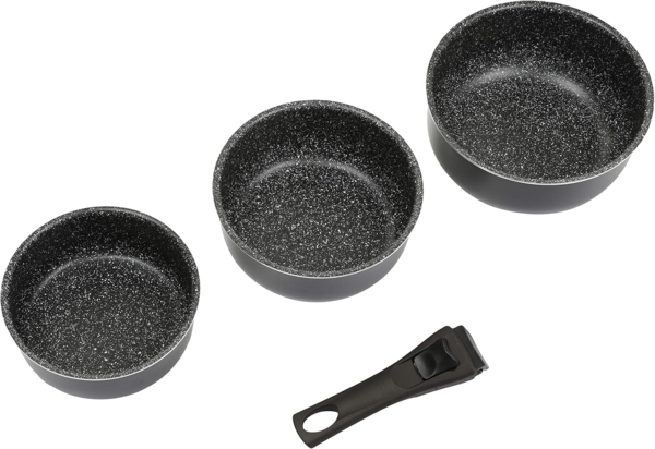 Set 3 Töpfe + abnehmbarer Griff Stein 16/18/20 cm