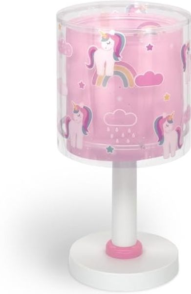 Dalber Kinder Tischlampe Nachttischlampe Nachtlicht Unicorns Einhörner, 41591N, G4-4W LED - Glühbirne enthalten, Rosa