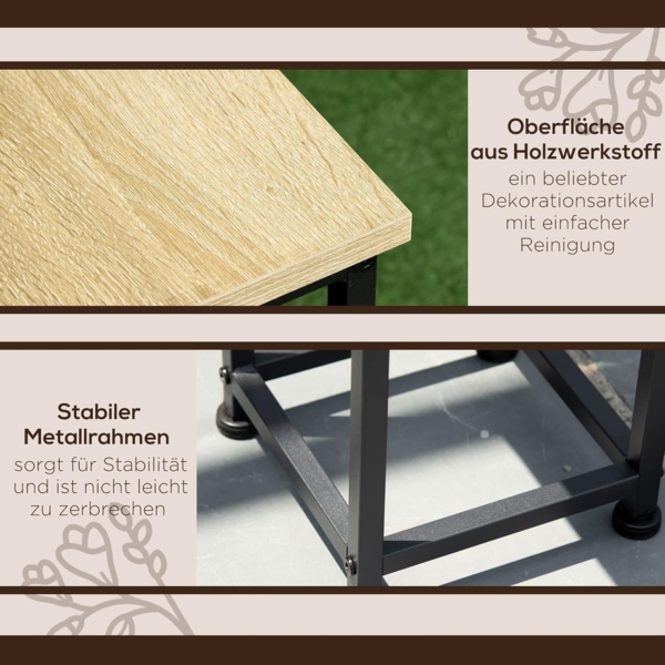 Outsunny Blumenständer Blumentopfhalter im Industriedesign (Pflanzenhocker, 3 St, Blumenständer), für Garten Balkon Schwarz+Natur Bild 4