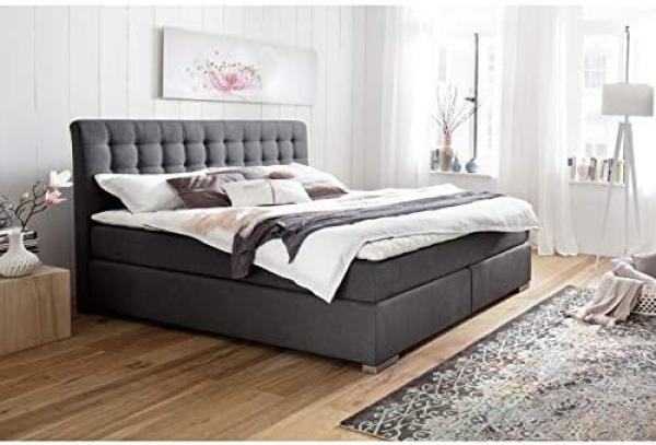 Boxspringbett Lenno - Stoffbezug Anthrazit H2&H3 160x200cm