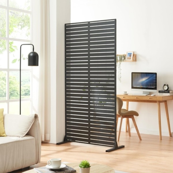 Indoor Trennwand Trolu Stahl 200x100x50 cm Schwarz [casa. pro]