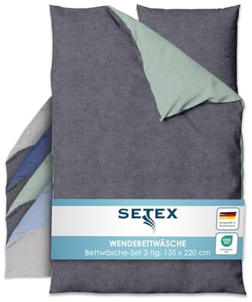 SETEX Wendebettwäsche Feinbiber, Biber, 2 teilig, mit Wendefunktion