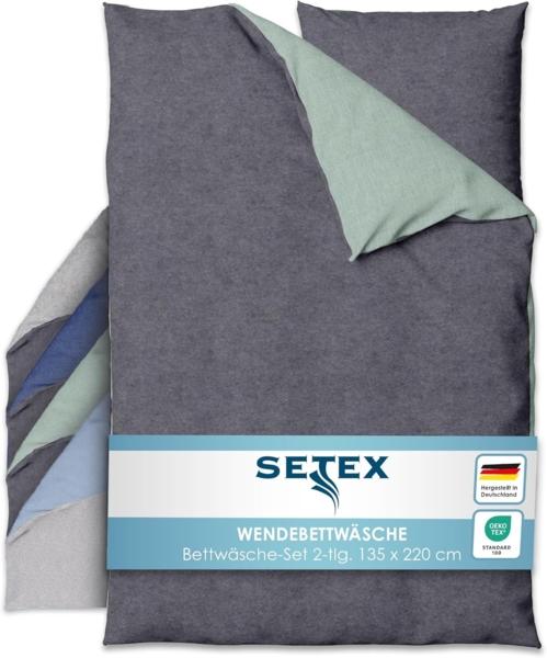SETEX Wendebettwäsche Feinbiber, Biber, 2 teilig, mit Wendefunktion