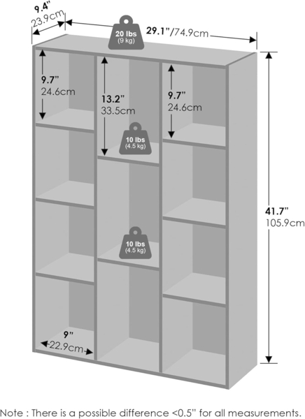 Furinno Reed Scaffale aperto multiuso a 11 cubi per riporre vestiti e armadi, Weiß Bild 2
