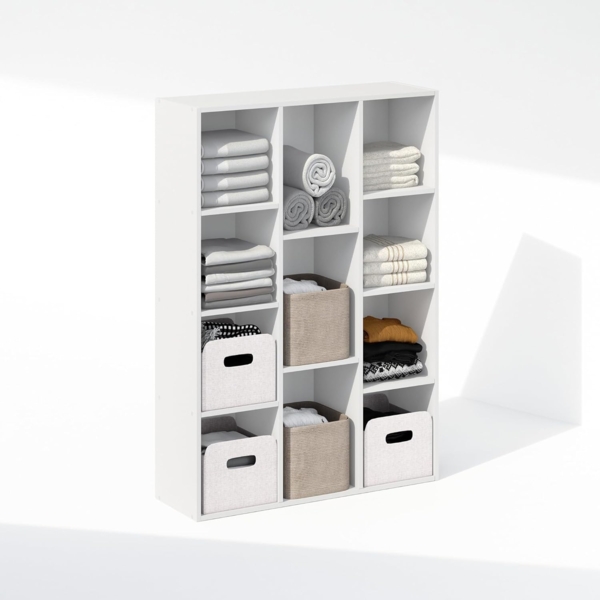 Furinno Reed Scaffale aperto multiuso a 11 cubi per riporre vestiti e armadi, Weiß Bild 4