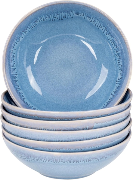 Levandeo® Tafelservice, 6er Set Steingut Schale Ø18cm Blau Salat Schüssel 6 Personen