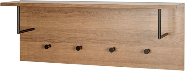 HAKU Möbel Wandgarderobe eiche, schwarz, MDF, Metall - Maße: B 80 cm x H 30 cm x T 20 cm, Style: Modern