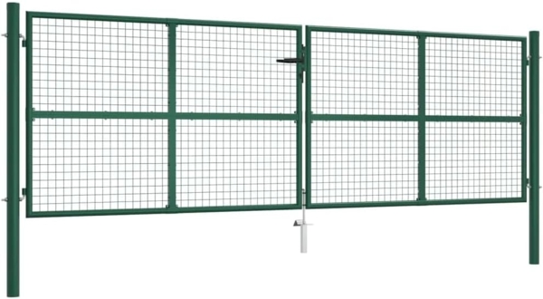 vidaXL Maschen-Gartentor aus Stahl 400 x 125 cm Grün 145749
