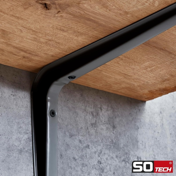 SO-TECH® Wandregalhalter Regalkonsole RK15 Regalwinkel Regalträger Wandkonsole, 2-tlg, Regalhalterung schwarz 121 x 83 mm, 2 Stück Bild 3