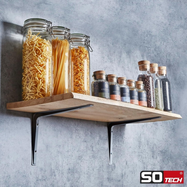 SO-TECH® Wandregalhalter Regalkonsole RK15 Regalwinkel Regalträger Wandkonsole, 2-tlg, Regalhalterung schwarz 121 x 83 mm, 2 Stück Bild 2