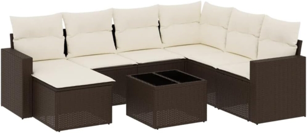 vidaXL 8-tlg. Garten-Sofagarnitur mit Kissen Braun Poly Rattan 3251650