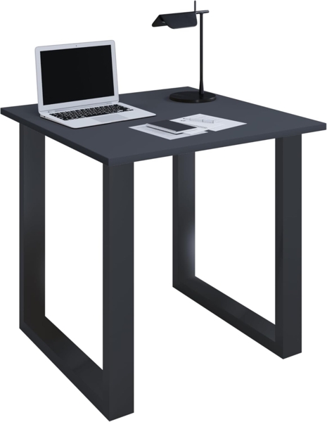 VCM Schreibtisch Lona 919632 Schwarz / Anthrazit H. 76 x B. 80 x T. 80 cm
