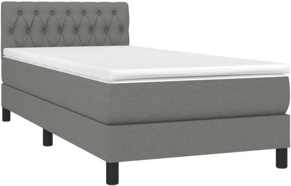 vidaXL Boxspringbett mit Matratze & LED Dunkelgrau 100x200 cm Stoff 3133374