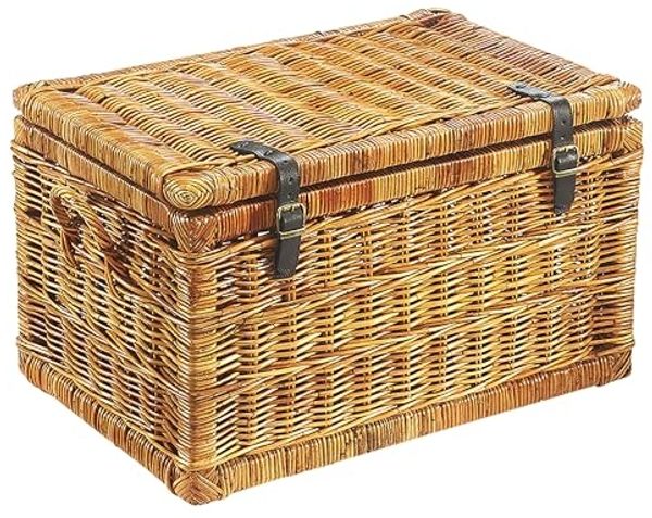 Kobolo Truhe Korbtruhe Sitztruhe - Rattan - lacak braun - mit Staufach