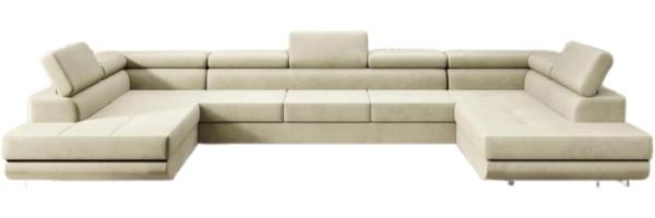 Designer Sofa Taormina mit Schlaf- und Klappfunktion (Samt) Sand