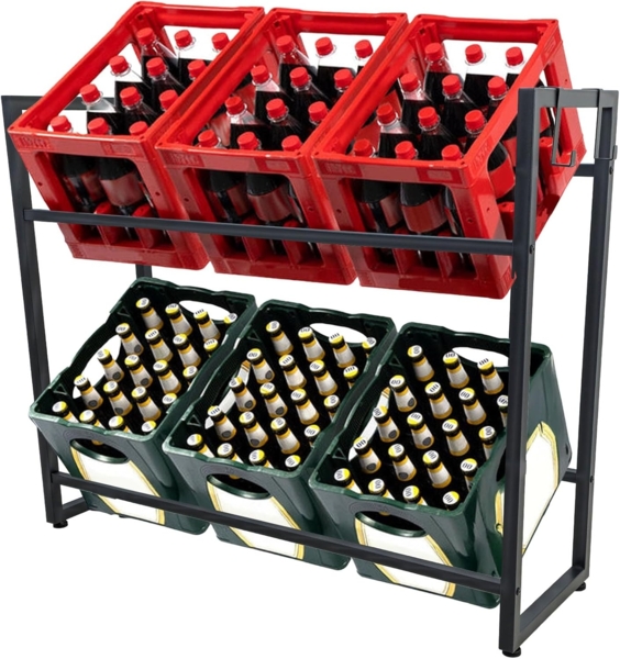 Kastenregal für 6 Getränkekisten aus Metall + 2 Haken Stabil und platzsparend