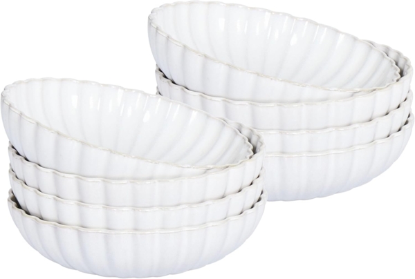 Suppenteller 8er Set NETTLE Steinzeug Cremeweiß