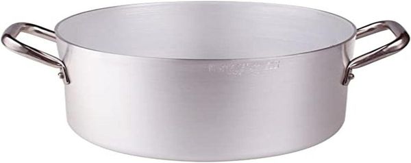Pentole Agnelli Kasserolle aus Aluminium mit 2 Griffen, Edelstahl 26 cm