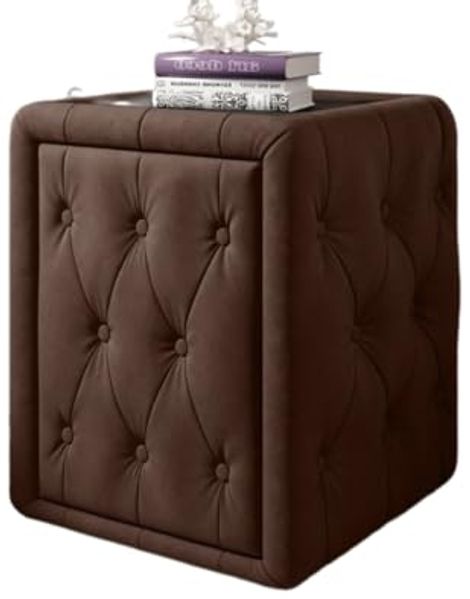 Designer Nachttisch Josy (Samt) Braun