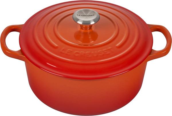 Le Creuset Signature Gusseisen-Bräter mit Deckel, Für alle Herdarten und Induktion geeignet, Rund, Ofenrot, 22,0 cm, 3.3