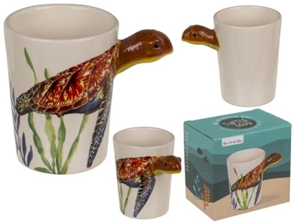 Tasse ca. 300 ml im 3D Design Meereswelt mit verschiedenen Motiven Kaffeetasse Meeresschildkröte