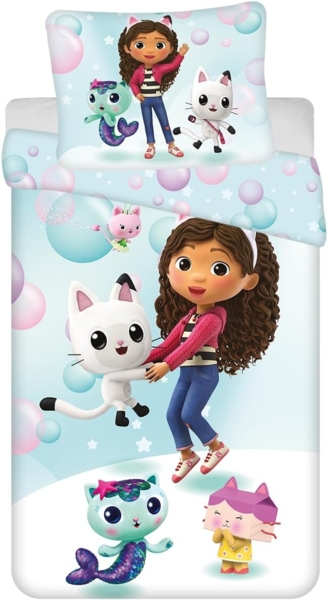 Gabby's Dollhouse Bettwäsche Gabby's Dollhouse Bubbles Bettwäsche Set 140x200 cm Mikrofaser, 100% Baumwolle