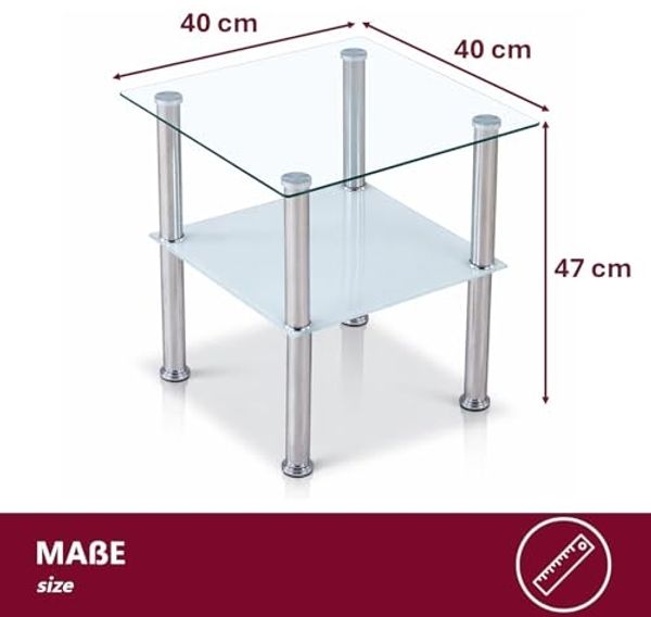 HOOZ Beistelltisch Beistelltisch 40x40 cm, sandierte Ablage - quadrat (Set, 1-St, 1 x Beistelltisch), satinierte quadratische Ablage Bild 3