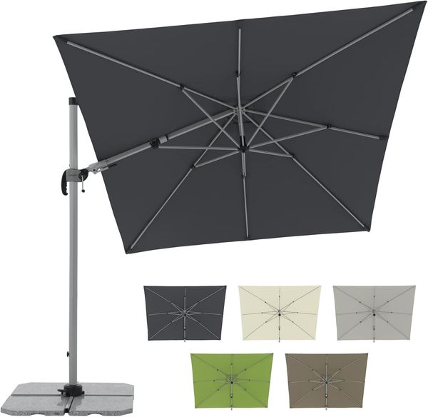 Doppler Sonnenschirm für den Garten 320x240 cm Anthrazit I Pendelschirm knickbar, drehbar & neigbar I Gartenschirm mit UV-Schutz 50+ I Kurbelschirm aus Aluminium I regenabweisender Stoff