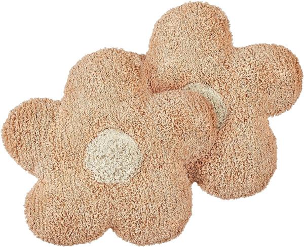 Kissen 2er Set SORREL Baumwolle 30 x 30 cm Blumenmuster Pfirsichrosa