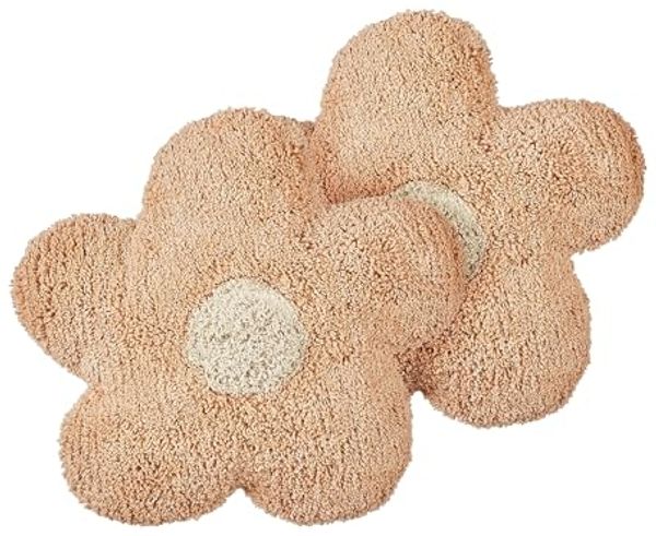 Kissen 2er Set Für Kinder Blumenmuster SORREL Baumwolle 30 x 30 cm Pfirsichrosa