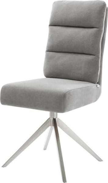 Drehstuhl Pela-Flex Strukturstoff Soft Grau Kreuzgestell breit Edelstahl 360° drehbar Wippfunktion Taschenfederkern